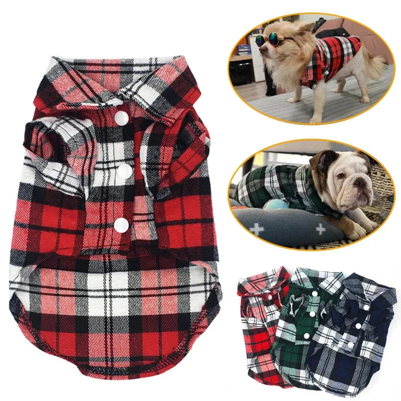 Small Dog/Cat Clothes Plaid Shirt