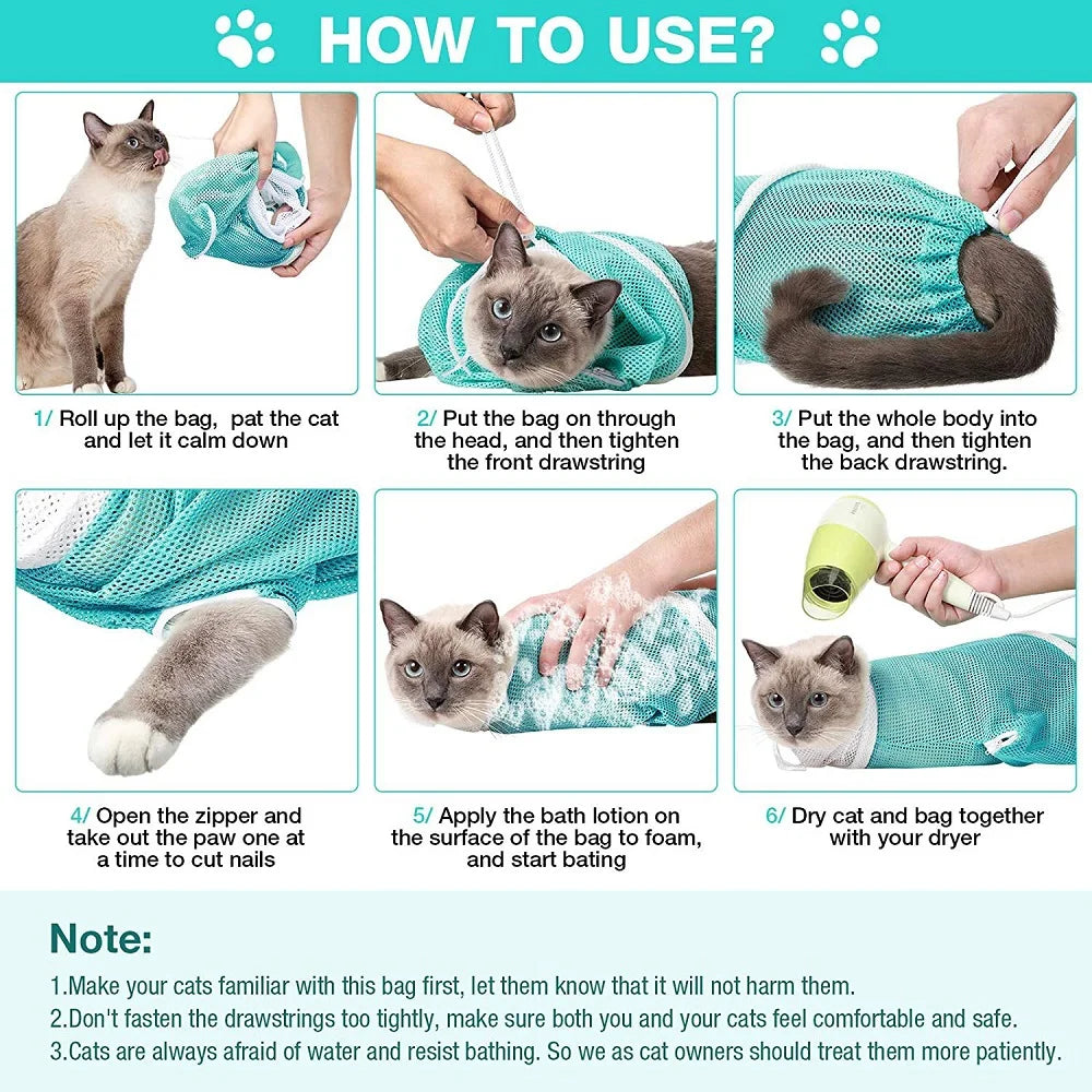 Cat Grooming Shower Bag