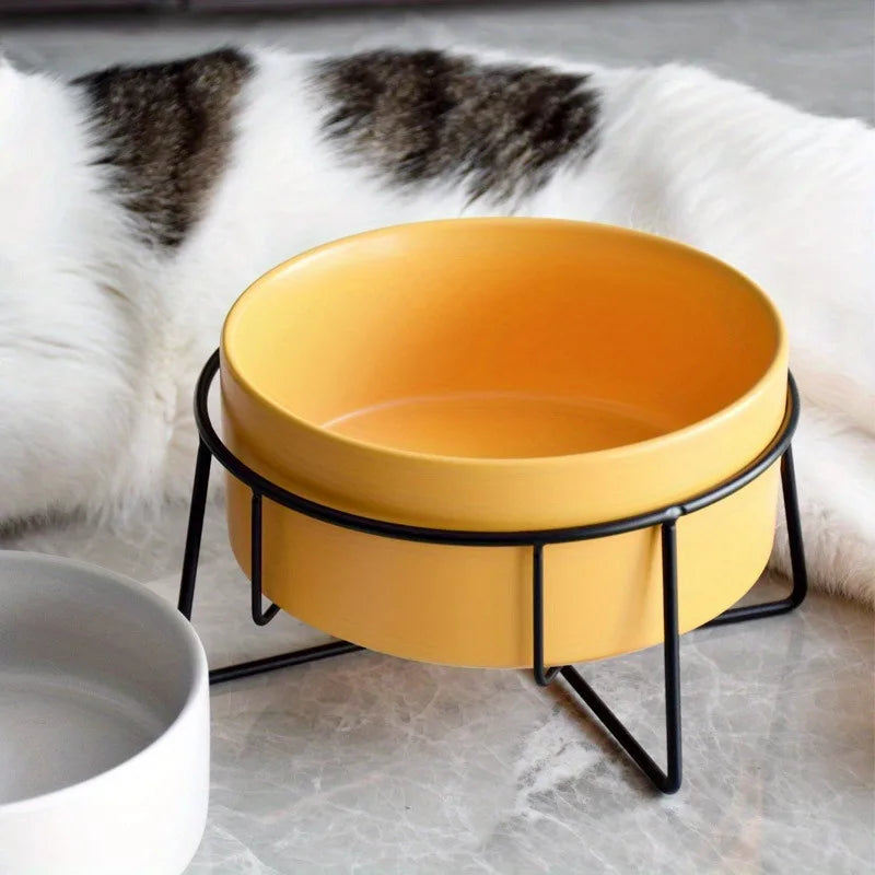 Food Water Bowls with Stand Ceramic Pet Feeding