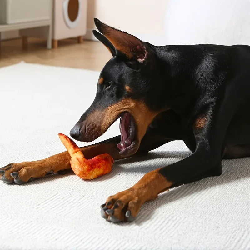 Dog Toy Stuffed with Plush Simulating Chicken Leg Bones Making Sounds