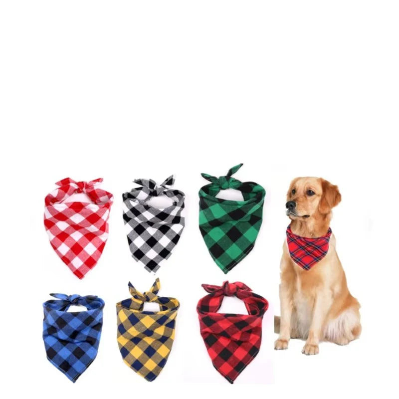 Classic Red Black Plaid Pet Dog Bandana