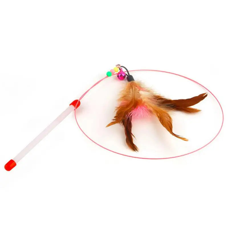 1pc Cat Toy Stick Feather Wand With Bell Mouse Cage