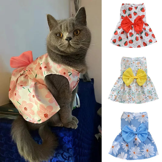 Fashion Cat and Dog Puppy Dresses with Bow