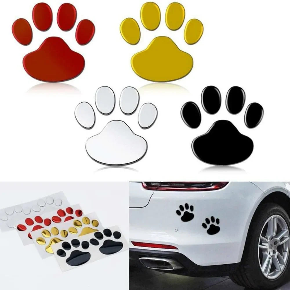 2Pcs/Set 3D Animal Dog Cat Bear Foot Prints Car Sticker