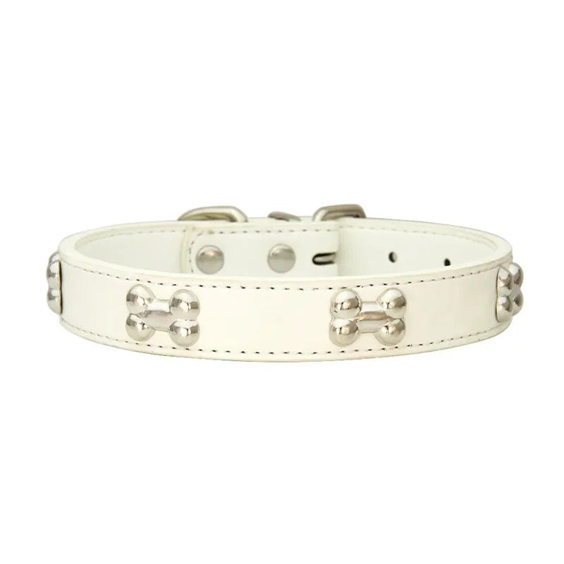 Bone Leather Durable Pet Dog Collars Puppy