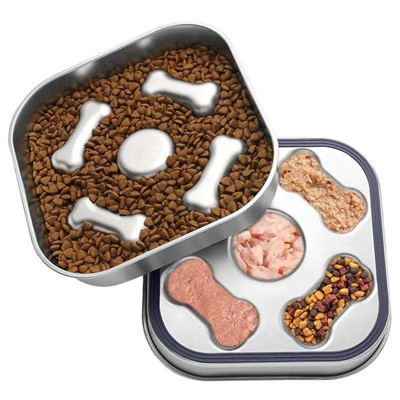 Stainless Steel Slow Feeder Bowl For Dogs And Cats