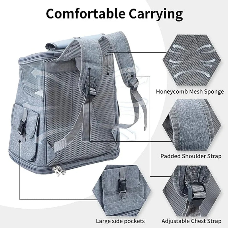 Pet Bags Breathable and Cool Travel Backpack with Two Side Pockets