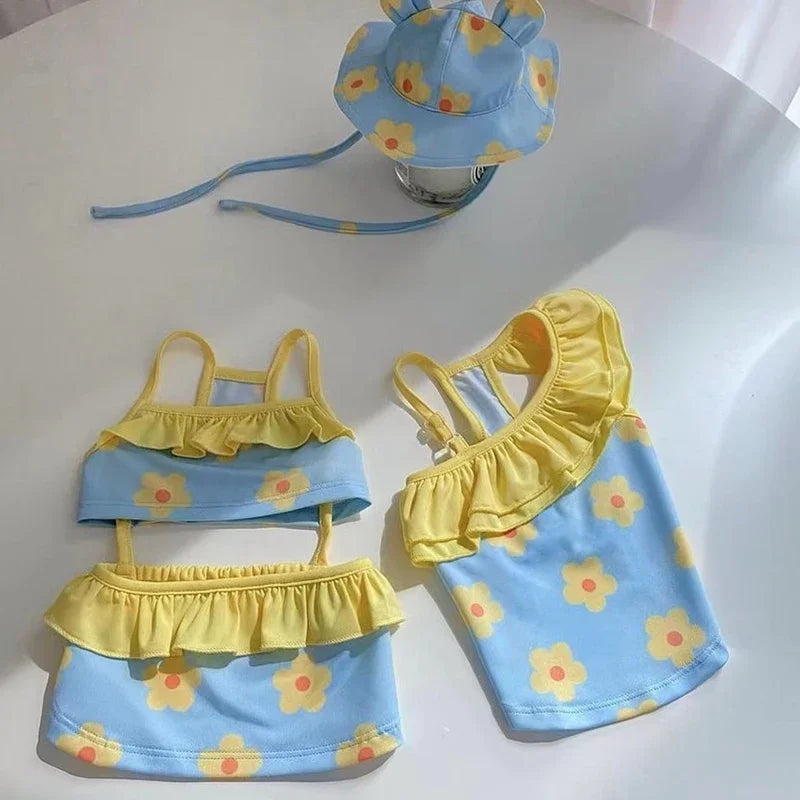 Summer Pet Dog Clothes Bikini and Swim Cap Set for Small Dogs