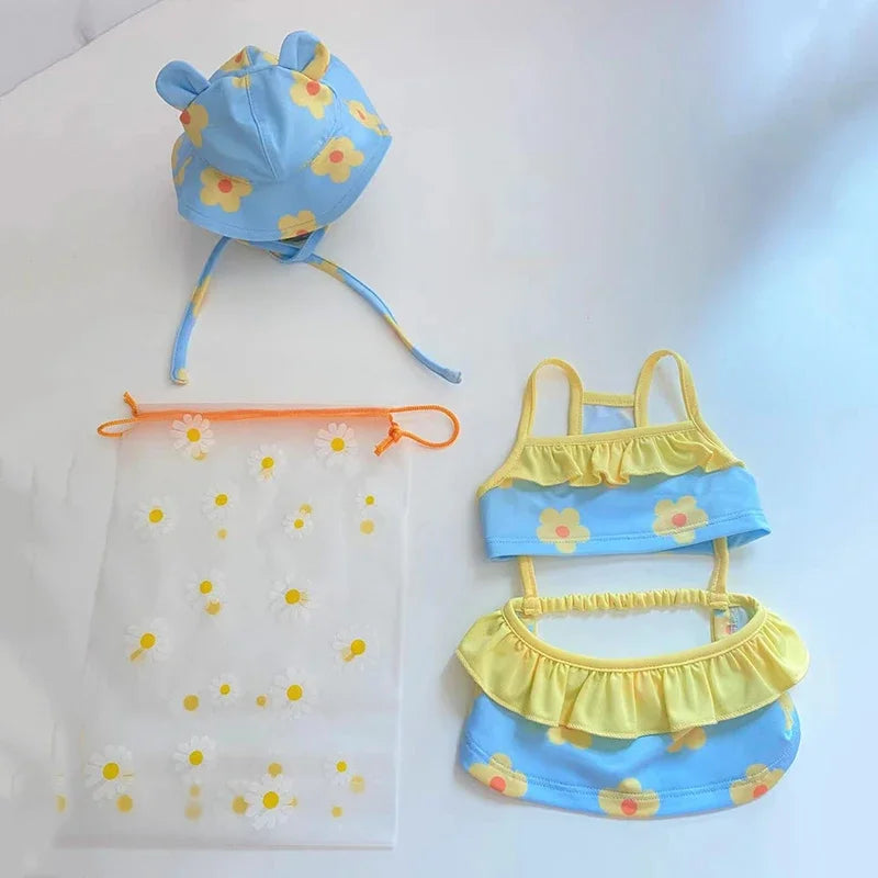 Summer Pet Dog Clothes Bikini and Swim Cap Set for Small Dogs