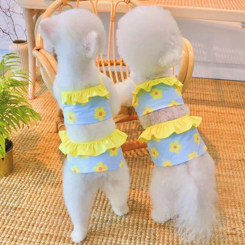 Summer Pet Dog Clothes Bikini and Swim Cap Set for Small Dogs