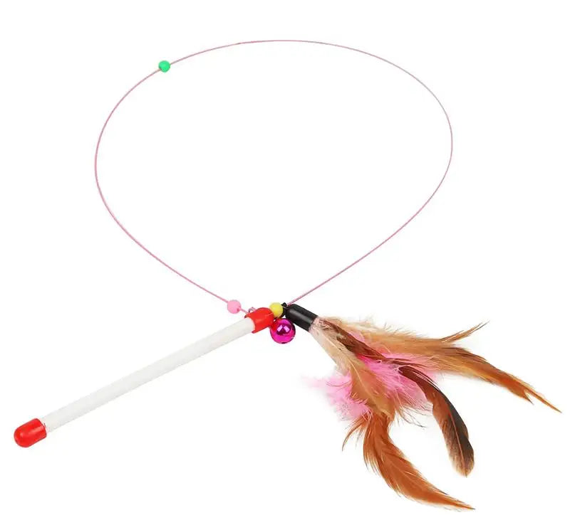 1pc Cat Toy Stick Feather Wand With Bell Mouse Cage