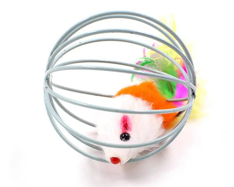 1pc Cat Toy Stick Feather Wand With Bell Mouse Cage