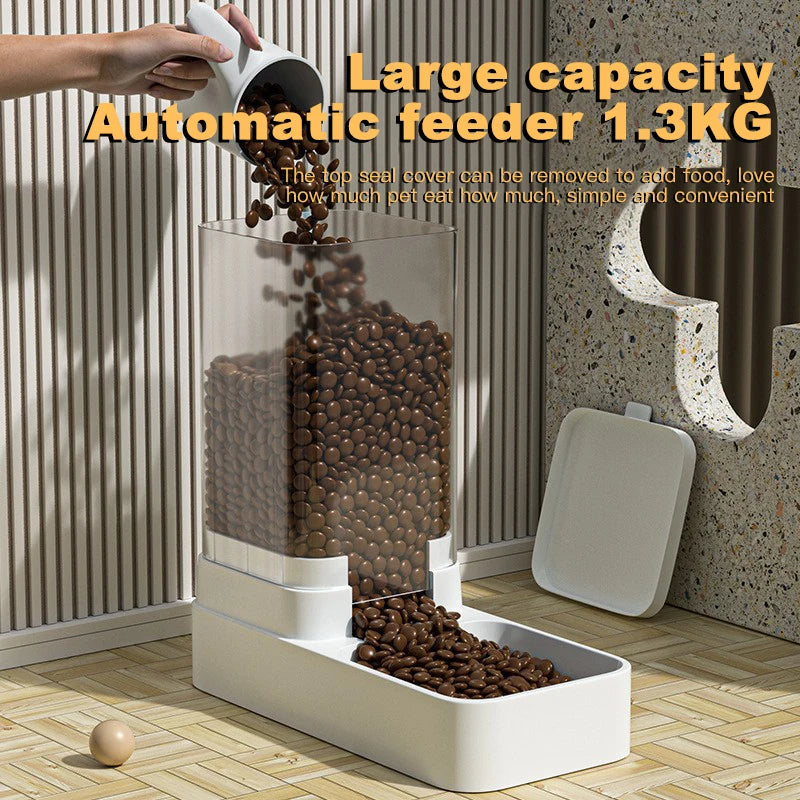 Automatic Cat Feeder & Water Dispenser with Gravity Food Storage Container