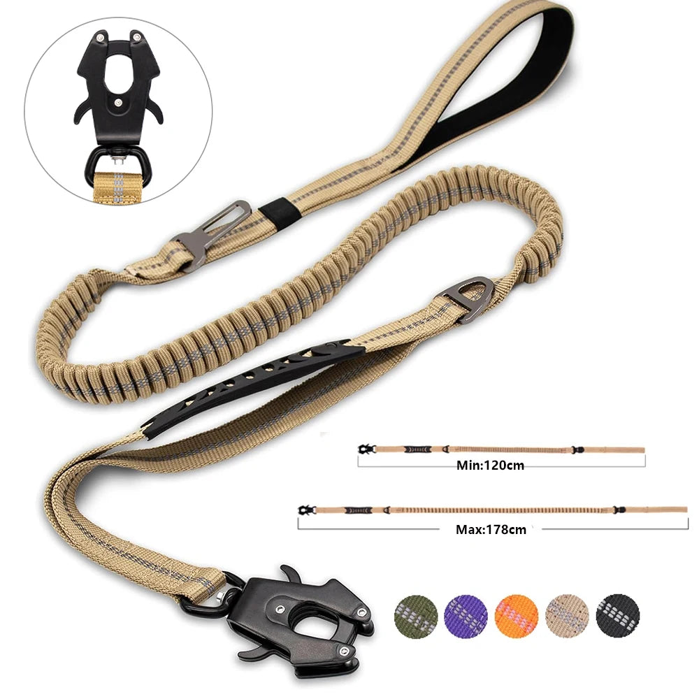 Reflective Shock Absorbing Pet Leashes with Car Seatbelt