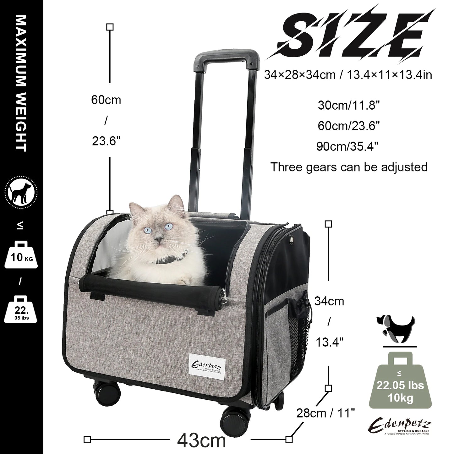 Pet Dog Cat Trolley 4 Universal Wheels