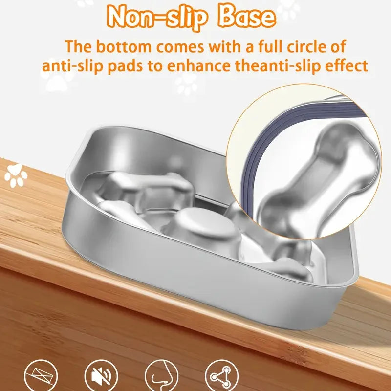 Stainless Steel Slow Feeder Bowl For Dogs And Cats