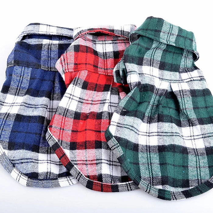 Small Dog/Cat Clothes Plaid Shirt