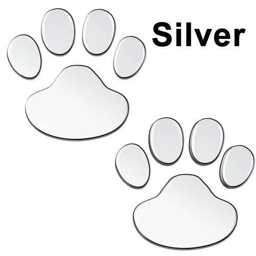 2Pcs/Set 3D Animal Dog Cat Bear Foot Prints Car Sticker