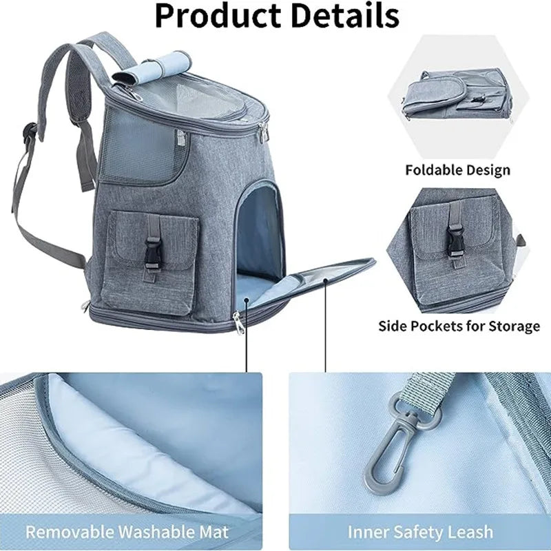 Pet Bags Breathable and Cool Travel Backpack with Two Side Pockets