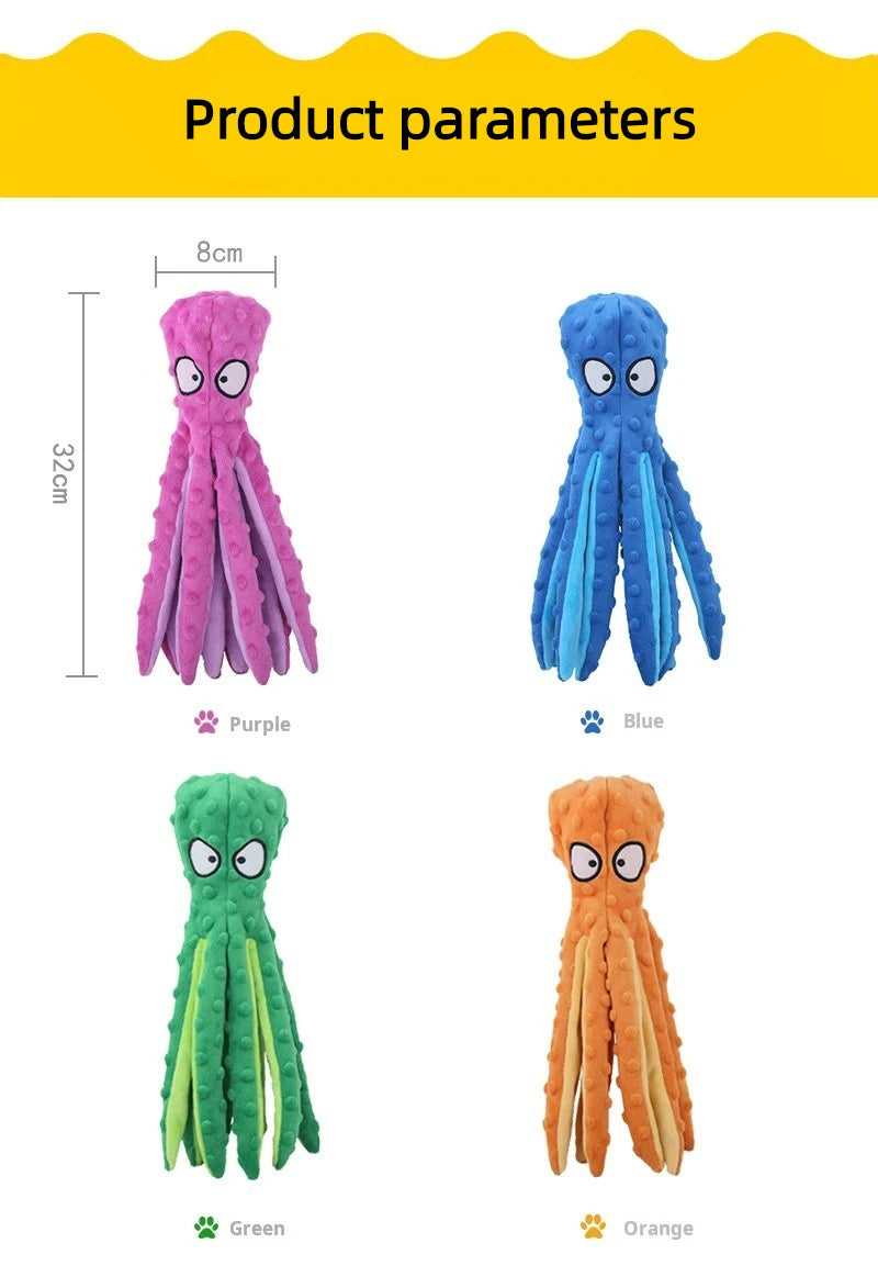 Pet Plush Toy Octopus Dog Interactive Toy Indestructible Bite Resistant