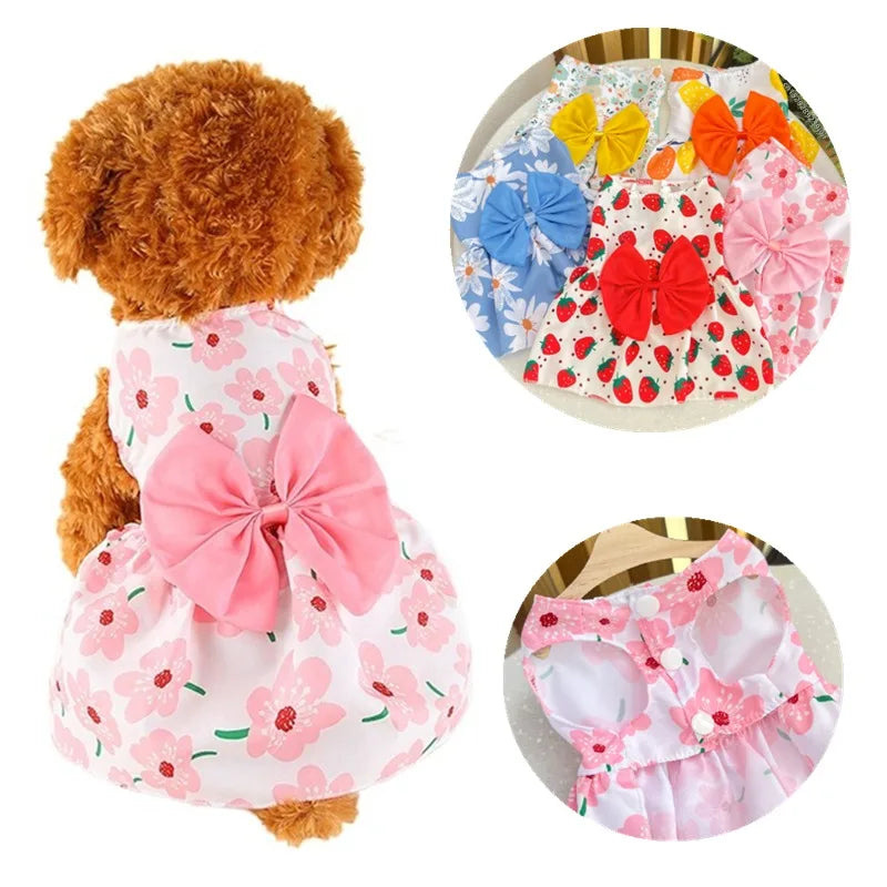 Pet Skirt Cute Dog Dress Bow Lace for Small Medium Puppy