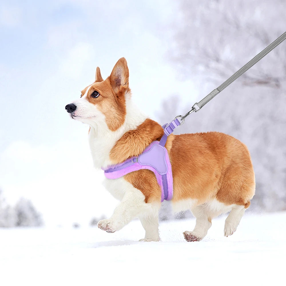 Warm Plush Padded Dog Harness Winter