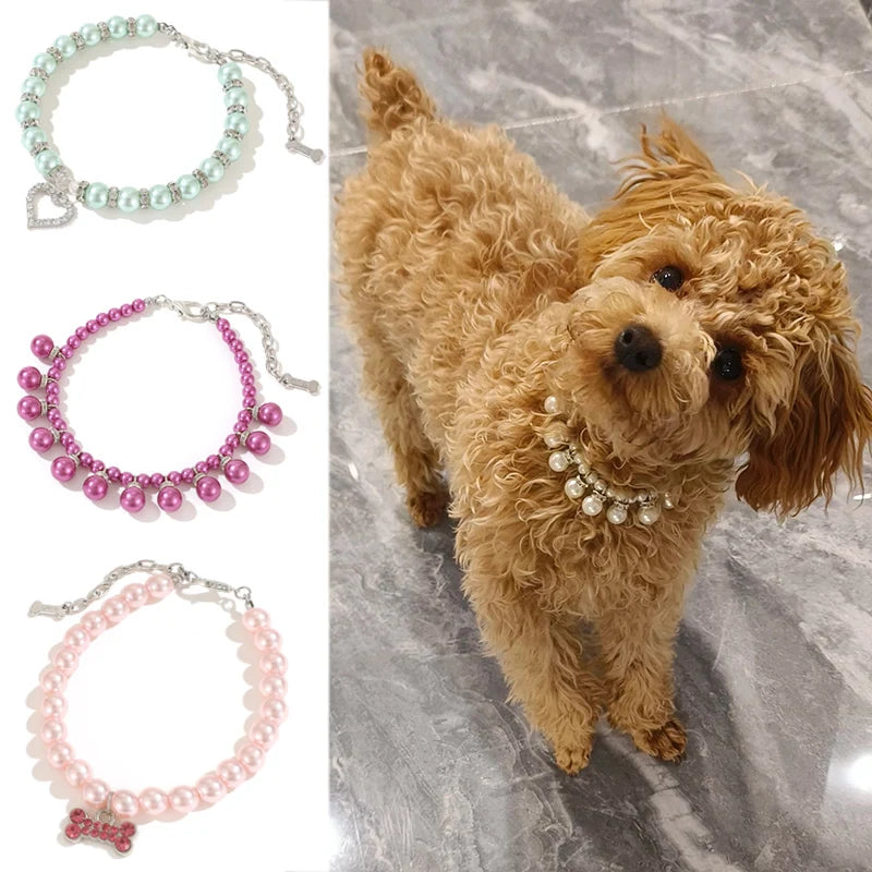 Luxury Pearl Pendant Puppy Dog Necklace