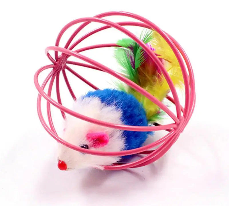 1pc Cat Toy Stick Feather Wand With Bell Mouse Cage