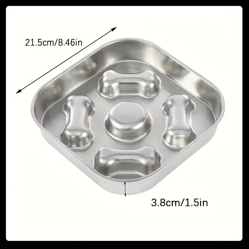 Stainless Steel Slow Feeder Bowl For Dogs And Cats