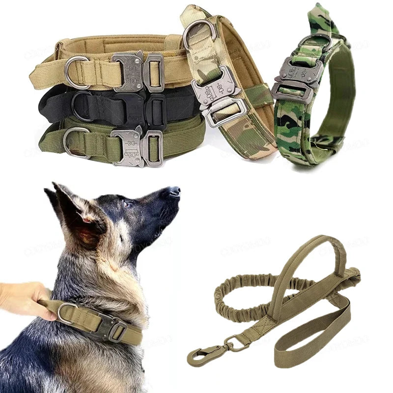 Tactical Dog Collar and Leash, Military Adjustable Durable Nylon Leash