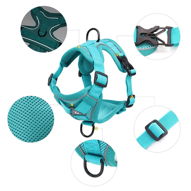 Fashion Reflective Cat Harness and Leash Sets Breathable