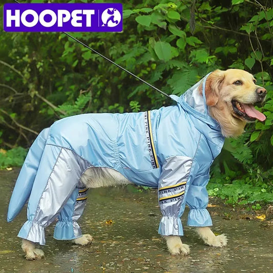 Big Dog Raincoat with Tail Jumpsuit Raincoat for Large Dogs with Reflective Strips