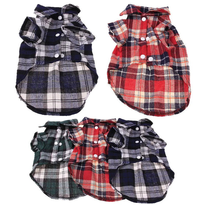 Small Dog/Cat Clothes Plaid Shirt