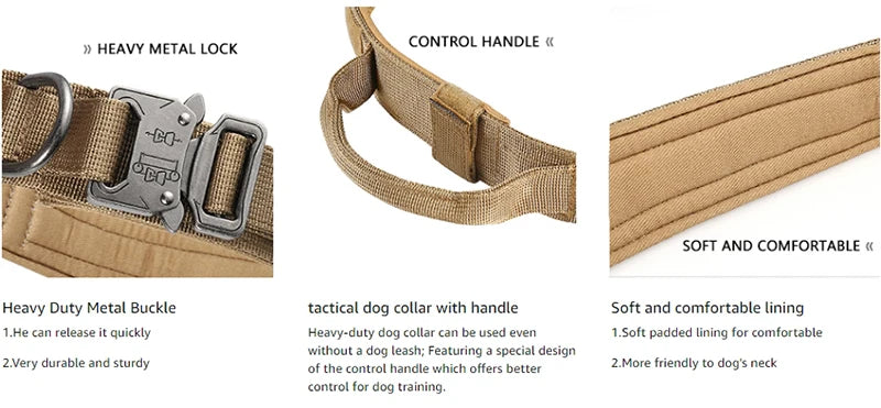 Tactical Dog Collar and Leash, Military Adjustable Durable Nylon Leash