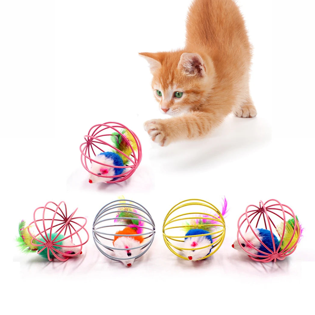 1pc Cat Toy Stick Feather Wand With Bell Mouse Cage