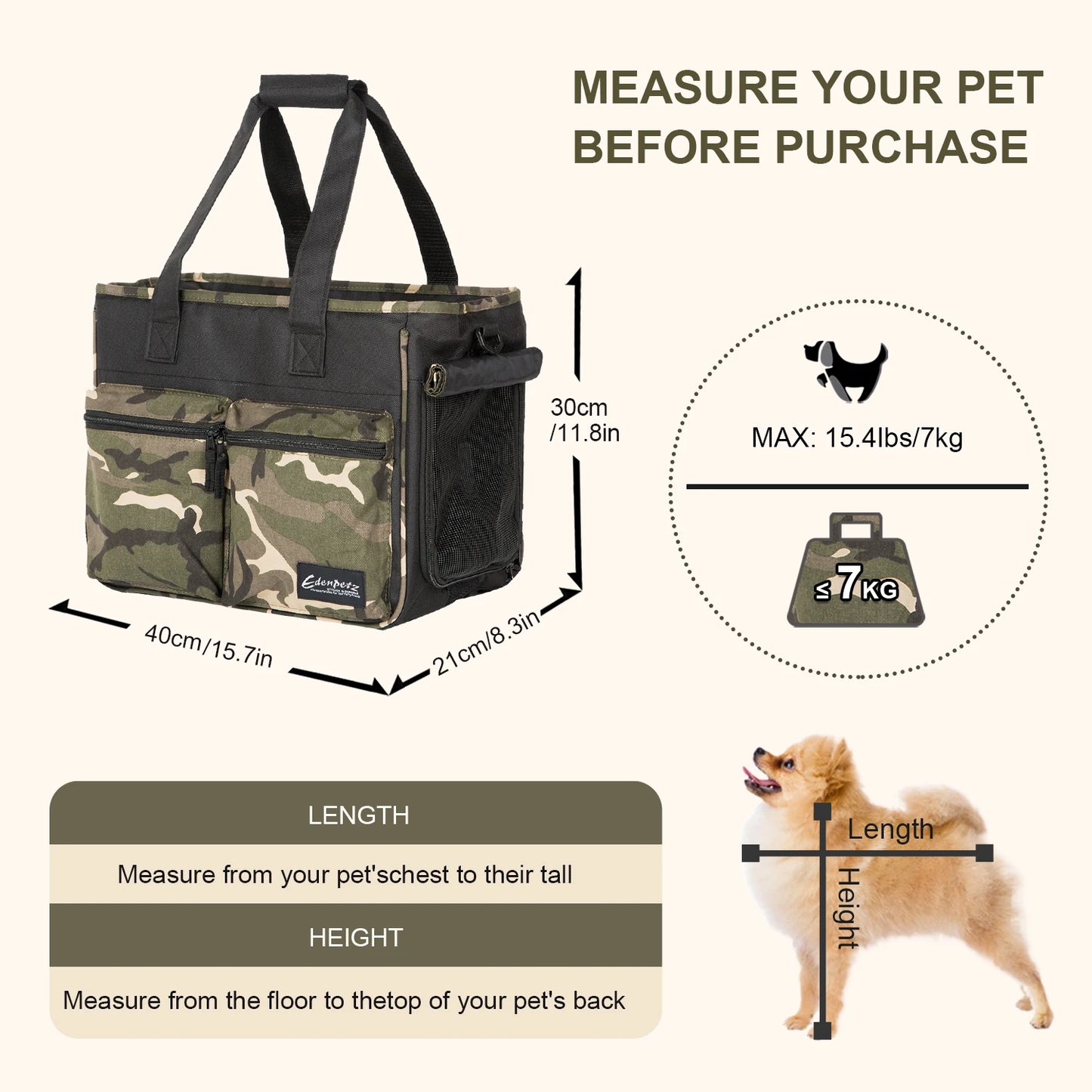 Hidden Pet Cat Dog Carrier Bags Load 7KG Airline Approved Transport Camouflage