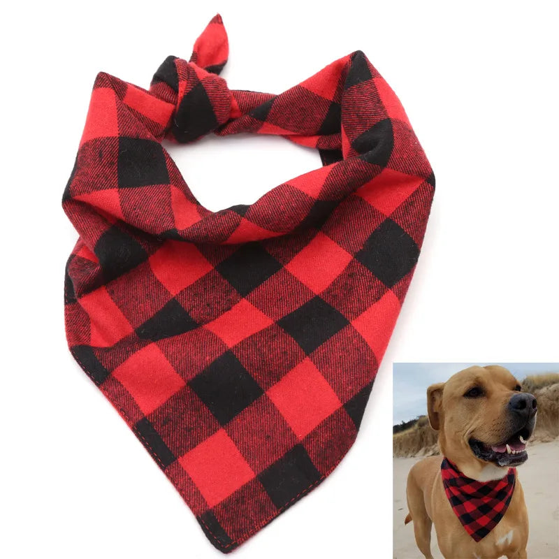 Classic Red Black Plaid Pet Dog Bandana