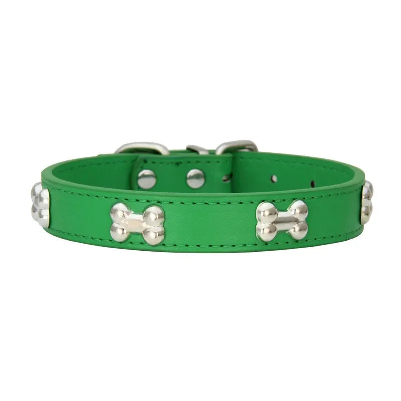 Bone Leather Durable Pet Dog Collars Puppy