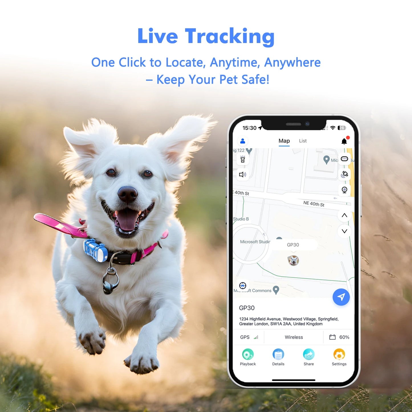 Dog Cat Tracker Smart Light Sound Search