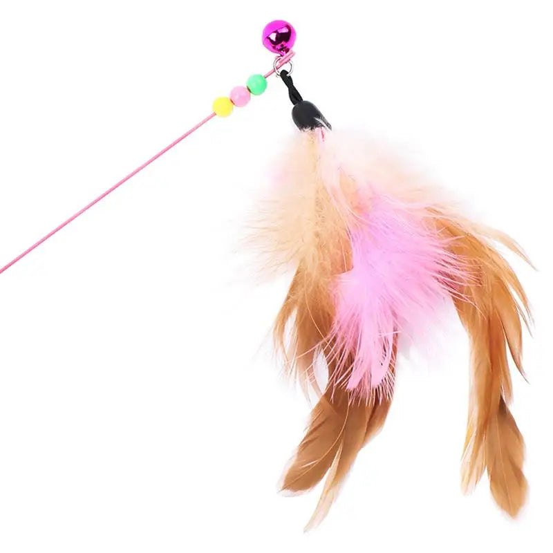 1pc Cat Toy Stick Feather Wand With Bell Mouse Cage