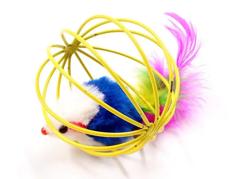 1pc Cat Toy Stick Feather Wand With Bell Mouse Cage