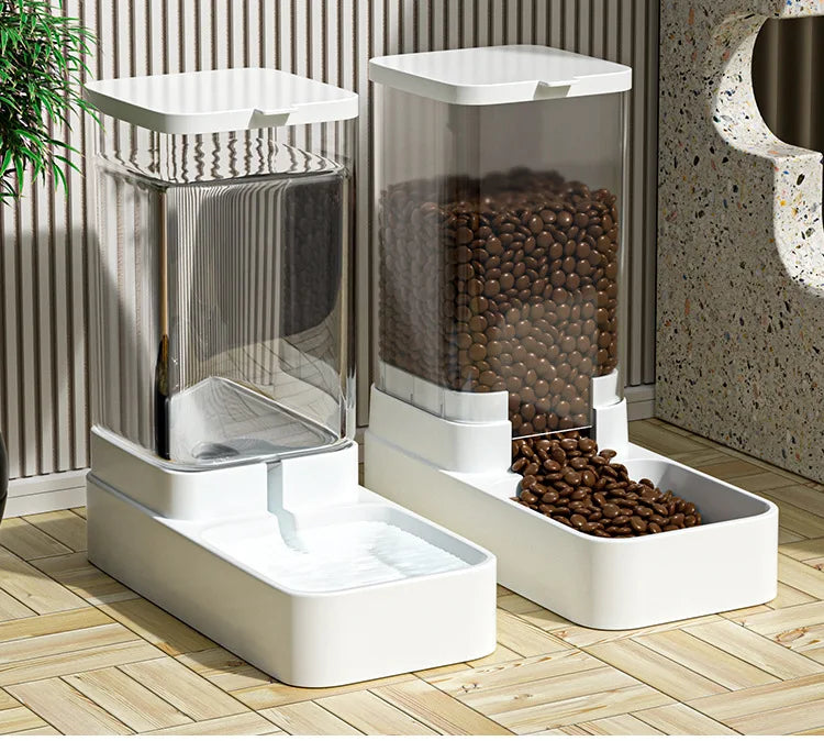 Automatic Cat Feeder & Water Dispenser with Gravity Food Storage Container